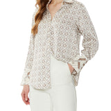 Camicia Alexandra con polsini a contrasto in fantasia beige