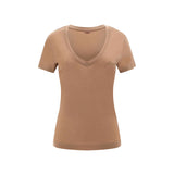 T-shirt basic con scollo a V sabbia