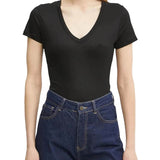 T-shirt basic con scollo a V nero