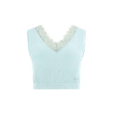Top a coste con pizzo verde d'acqua