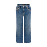 Jeans straight Daisy con finiture gioiello denim medio