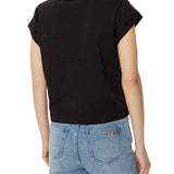 T-shirt dettaglio strass sulle spalle nero