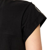 T-shirt dettaglio strass sulle spalle nero