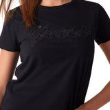 T-shirt con logo script in pizzo nero