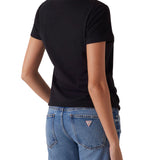 T-shirt con logo script in pizzo nero