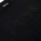 T-shirt con logo script in pizzo nero