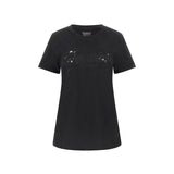 T-shirt con logo script in pizzo nero