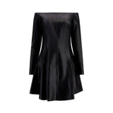 Abito Chrissy off-shoulder in similpelle nero