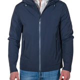 Giubbino con zip e cappuccio in nylon blu