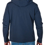 Giubbino con zip e cappuccio in nylon blu