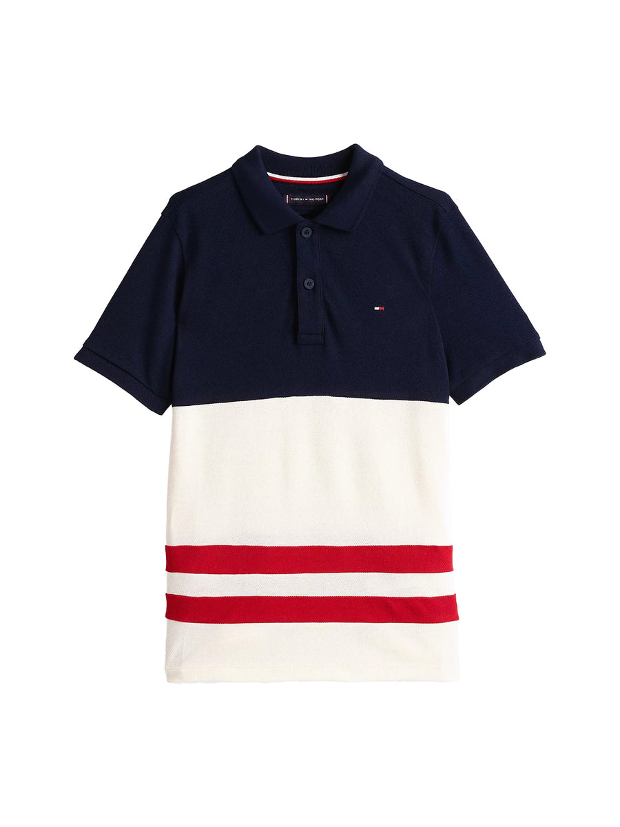 Polo kids con motivo color block rosso/bianco/blu