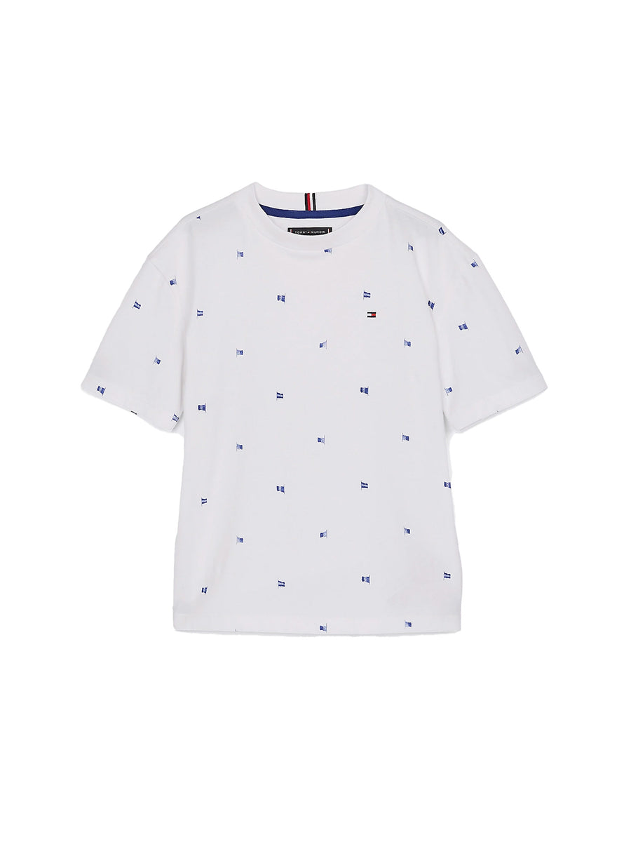 T-shirt kids con motivo bandierine allover bianco