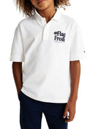 Polo kids con stampa posteriore fun bianco