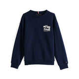 Felpa con bandierina e slogan blu