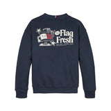 Felpa con bandierina e slogan blu