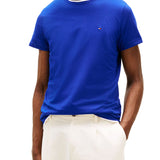 T-shirt slim fit con bandierina ricamata blu