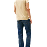 T-shirt slim fit con bandierina ricamata beige