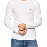 T-shirt slim fit manica lunga logo bandierina bianco