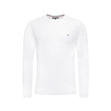 T-shirt slim fit manica lunga logo bandierina bianco