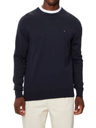 Girocollo slim fit essential in cotone blu