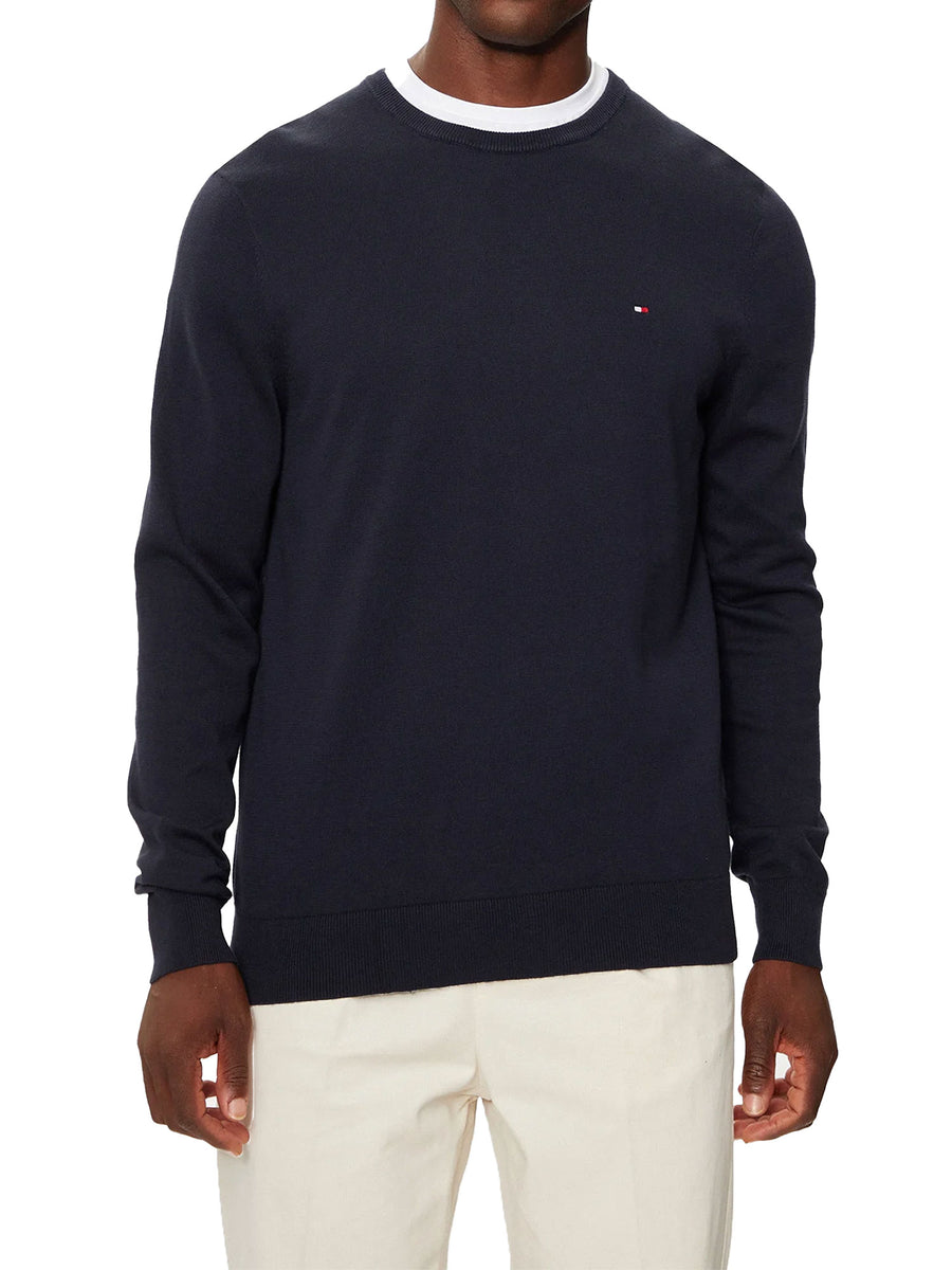 Girocollo slim fit essential in cotone blu