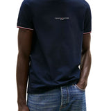 T-shirt slim fit con bordi a contrasto blu