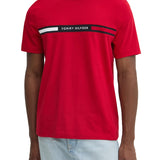 T-shirt maniche corte inserto banda logo sul petto rosso