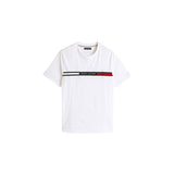 T-shirt maniche corte inserto banda logo sul petto bianco