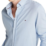 Camicia Oxford slim fit in piqué celeste