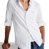 Camicia Oxford slim fit in piqué bianco