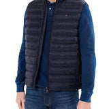 Gilet trapuntato con zip blu