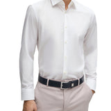 Camicia slim fit H-Hank Kent in popeline bianco