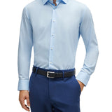 Camicia slim fit H-Hank Kent in popeline celeste