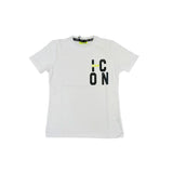 T-shirt jersey di cotone logo verticale fluo bianco