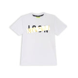 T-shirt logo banda diagonale oro bianco