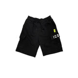 Bermuda cotone cargo con logo sulla tasca nero