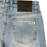 Short in jeans con logo posteriore denim medio