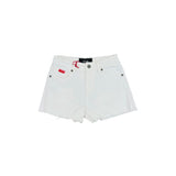 Short in jeans con logo posteriore denim bianco