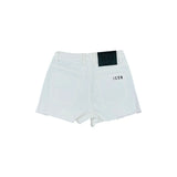 Short in jeans con logo posteriore denim bianco