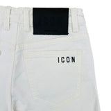 Short in jeans con logo posteriore denim bianco