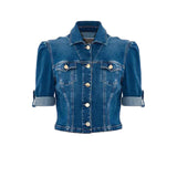 Giubbina con bottoni 3/4 denim medio