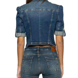 Giubbina con bottoni 3/4 denim medio