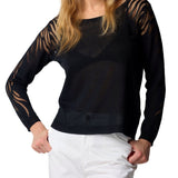 Maglia scollo madonna manica lunga jacquard nero