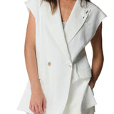 Gilet doppio petto misto lino bianco