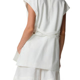 Gilet doppio petto misto lino bianco