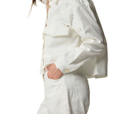 Giacca ricami denim bianco