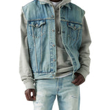 Smanicato con bottoni trucker denim chiaro