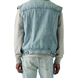 Smanicato con bottoni trucker denim chiaro