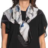 Foulard con stampa floreale nero