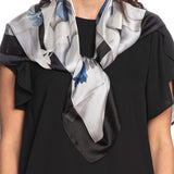 Foulard con stampa floreale nero